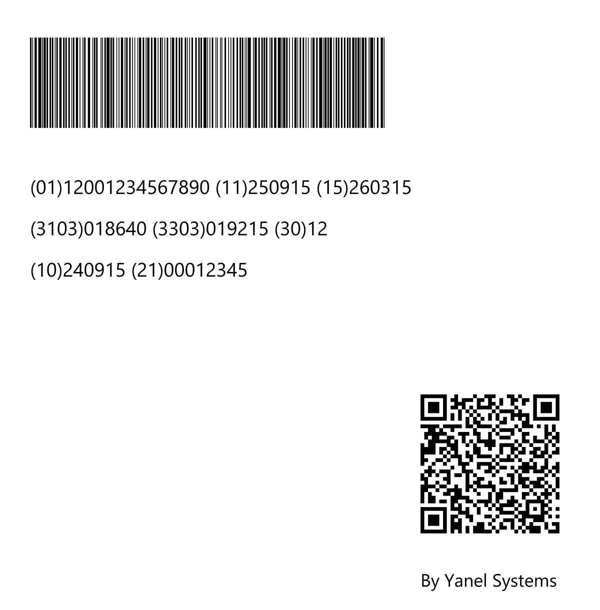Etiqueta GS1-128 de peso variável gerada a partir desses campos, com QR carregando o mesmo conteúdo.